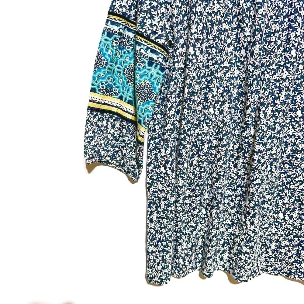 J. Jill Cotton Blend Floral Print Boho Tunic Top In Petite Large Multicolored - Picture 8 of 10